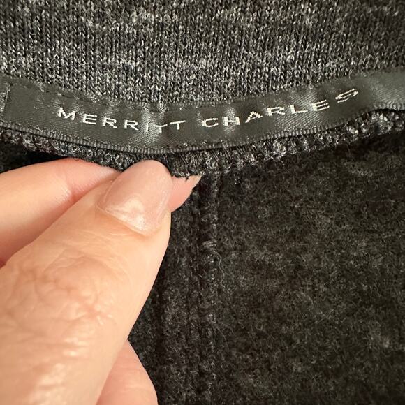 MERRITT CHARLES | Heather Gray Roll Cuff Sleeve Open Front Cardigan | Medium - Picture 4 of 6